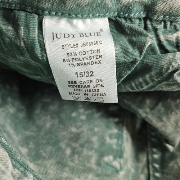 Judy Blue Dad Jean Womens 32" Wide Leg Acid Wash Green Comfort Stretch Punk - Picture 6 of 7